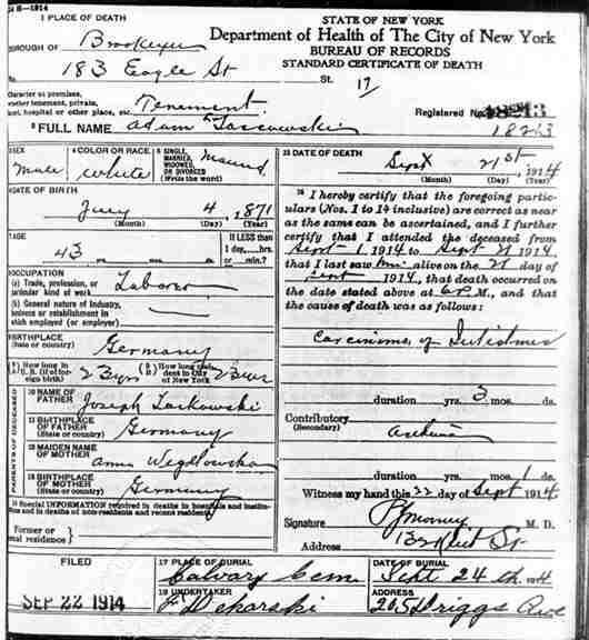 Adam LASKOWSKI's death certificate